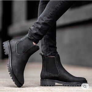 Thursday Boot Company Womens 8 Chelsea Legend Black Nubuck Leather Lug Sole